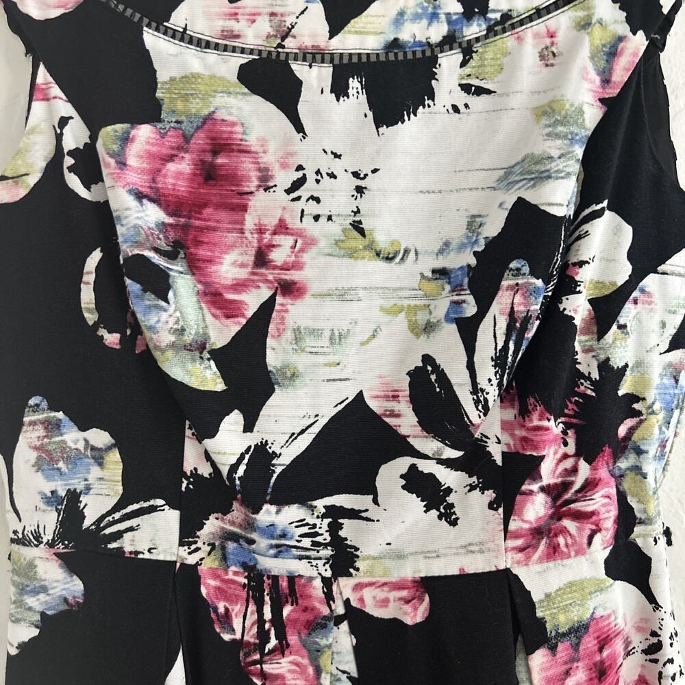 White House Black Market WHBM Fallie Firl A Line Black Floral Midi Dress 2 - Picture 3 of 9